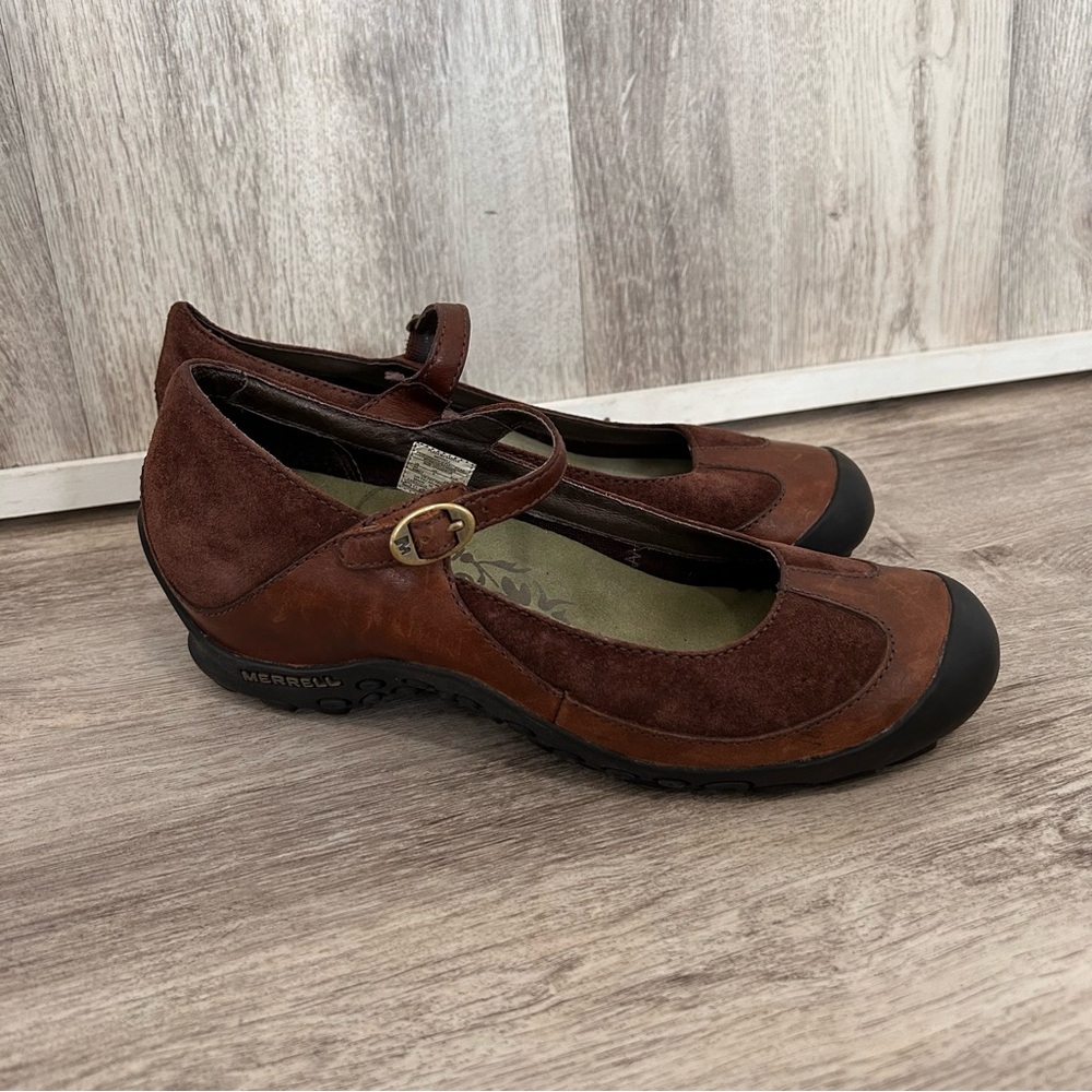 Merrell Plaza Bandeau Mary Jane Shoes Women’s 8.5 Brown Suede Hiking Outdoors
